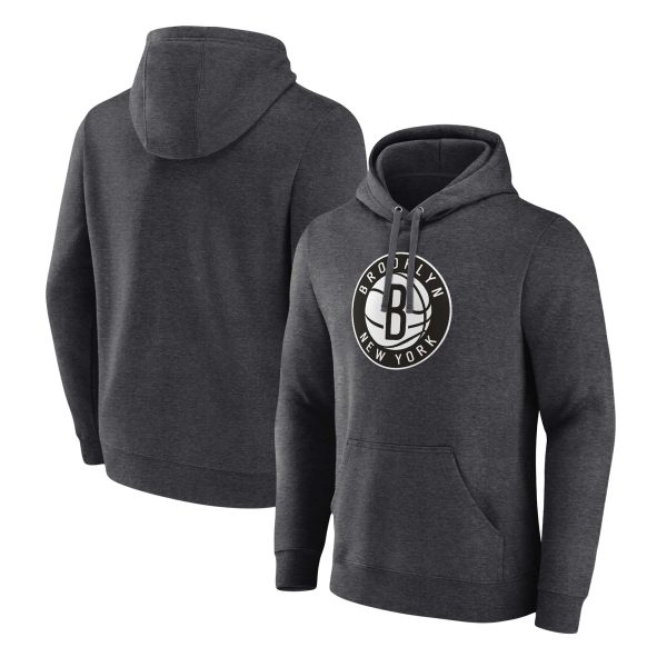 Fanatics Brooklyn Nets Heather Charcoal Gorgeous Primary Logo Pullover Hoodie
