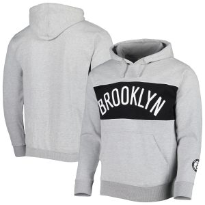 Fanatics Brooklyn Eye - catching Nets Heather Gray Wordmark French Terry Pullover Hoodie
