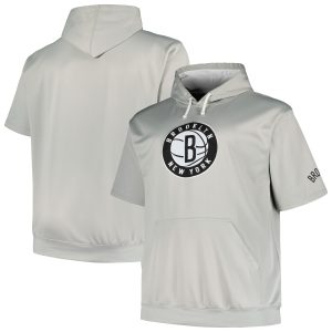 Fanatics Brooklyn Nets Silver Big & Tall Logo Stylish Pullover Hoodie