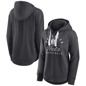 Fanatics Brooklyn Nets Women's Heather Charcoal Iconic Distribution Pullover Chic Hoodie