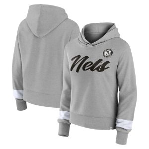 Fanatics Brooklyn Nets Women's Heather Gray Halftime Unique Pullover Hoodie