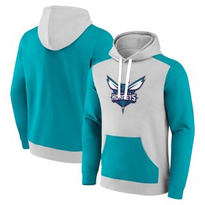 Fanatics Charlotte Hornets Gray/Teal Arctic Colorblock Pullover Gorgeous Hoodie