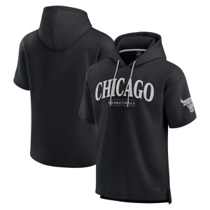 Fanatics Chicago Bulls Black Elements Ready Trendy Short Sleeve Pullover Hoodie