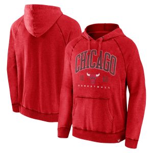 Fanatics Chicago Bulls Heather Red Foul Trouble Snow Wash Raglan Pullover Hoodie Unique