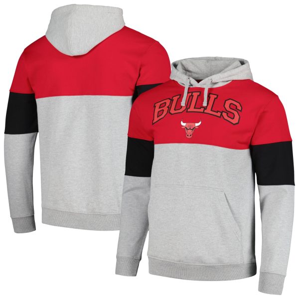 Fanatics Chicago Bulls Red Contrast Pieced Pullover Hoodie Stylish