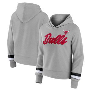 Fanatics Chicago Bulls Women's Heather Eye - catching Gray Halftime Pullover Hoodie