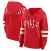 Fanatics Chicago Bulls Women's Red Bold Move Dolman V Neck High Hip Fabulous Hoodie