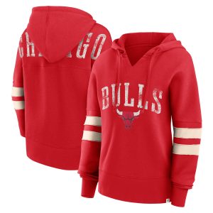 Fanatics Chicago Bulls Women's Red Bold Move Dolman V Neck High Hip Fabulous Hoodie