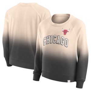 Fanatics Chicago Bulls Trendy Women's Tan/Black Lounge Arch Raglan Pullover Sweatshirt