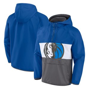 Fanatics Dallas Mavericks Blue/Gray Anorak Premium Flagrant Foul Color Block Raglan Hoodie Half Zip Jacket