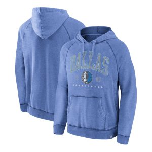 Fanatics Dallas Mavericks Stylish Heather Blue Foul Trouble Snow Wash Raglan Pullover Hoodie