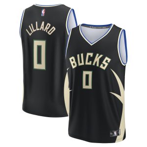 Fanatics Damian Lillard Milwaukee Bucks Men's Black Fast Break Player Jersey Statement Edition Gorgeous