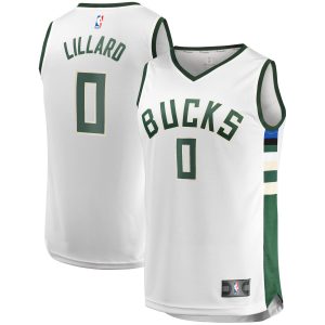 Fanatics Damian Lillard Milwaukee Bucks Men's White Unique Fast Break Player Jersey Association Edition