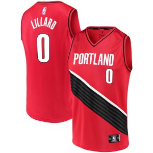 Fanatics Damian Lillard Elegant Portland Trail Blazers Red Fast Break Replica Jersey Statement Edition