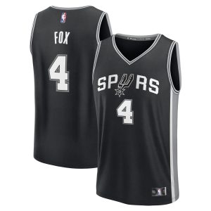 Fanatics De'Aaron Fox San Unique Antonio Spurs Black Fast Break Replica Player Jersey Icon Edition