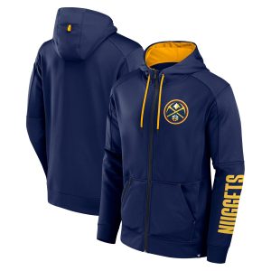 Fanatics Denver Nuggets Navy Baller Defender Performance Full Zip Hoodie Trendy