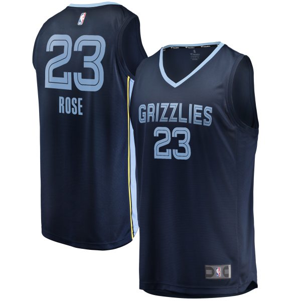 Fanatics Derrick Rose Memphis Unique Grizzlies Men's Navy Fast Break Player Jersey Icon Edition