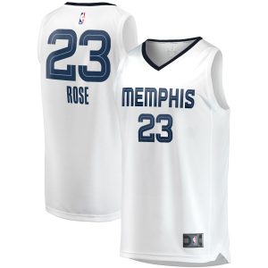 Fanatics Derrick Rose Memphis Grizzlies Men's White Fast Break Trendy Player Jersey Association Edition