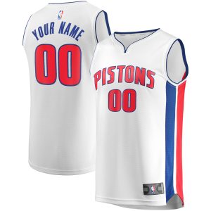 Fanatics Detroit Premium Pistons White Fast Break Custom Replica Jersey Association Edition