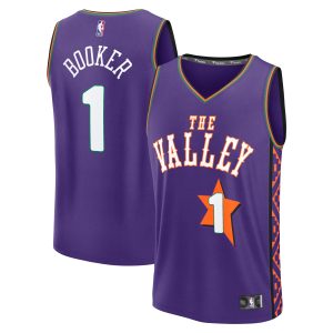 Fanatics Trendy Devin Booker Phoenix Suns Youth Purple 2024/25 Fast Break Player Jersey City Edition