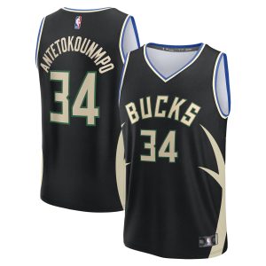 Fanatics Giannis Fabulous Antetokounmpo Milwaukee Bucks Black Fast Break Replica Player Jersey Statement Edition