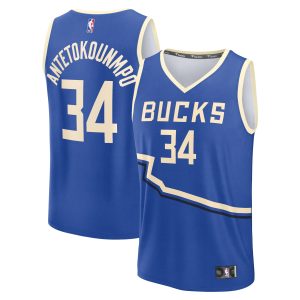Fanatics Giannis Antetokounmpo Milwaukee Bucks Royal 2024/25 Fast Break Player Elegant Jersey City Edition