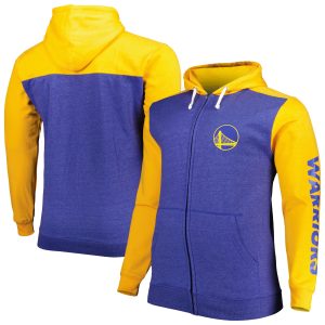 Fanatics Golden State Warriors Royal/Gold Big & Tall Down and Fabulous Distance Full Zip Hoodie