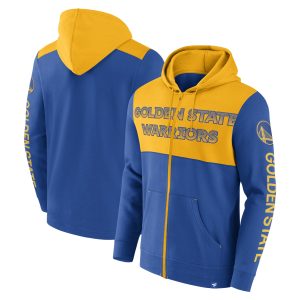 Fanatics Golden State Warriors Royal/Gold Skyhook Colorblock Full Zip Hoodie Unique