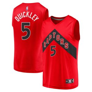 Fanatics Immanuel Quickley Toronto Raptors Youth Chic Red Fast Break Player Jersey Icon Edition