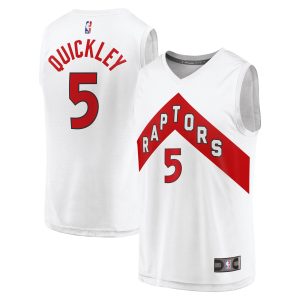 Fanatics Chic Immanuel Quickley Toronto Raptors Youth White Fast Break Player Jersey Association Edition