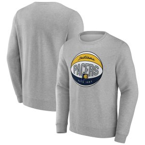 Fanatics Indiana Pacers Gray True Classics Hard Color Fleece Pullover Sweatshirt Stylish