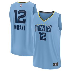 Fanatics Ja Morant Memphis Grizzlies Light Elegant Blue Fast Break Replica Player Jersey Statement Edition