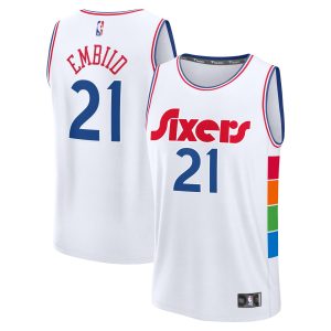 Fanatics Joel Embiid Philadelphia 76ers Elegant Youth White 2024/25 Fast Break Player Jersey City Edition