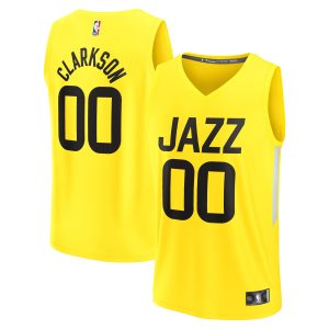 Fanatics Chic Jordan Clarkson Utah Jazz Yellow Fast Break Replica Jersey Icon Edition