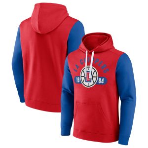 Fanatics LA Clippers Red/Royal Attack Colorblock Eye - catching Pullover Hoodie