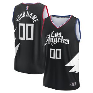 Fanatics LA Clippers Youth Black Fast Break Replica Custom Jersey Statement Eye - catching Edition