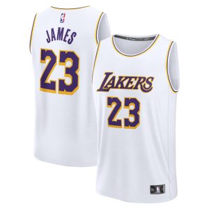Fanatics Elegant LeBron James Los Angeles Lakers White Fast Break Replica Player Jersey Association Edition