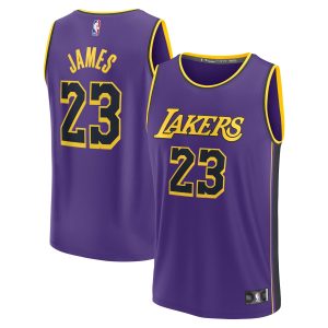 Fanatics LeBron James Los Angeles Lakers Youth Purple Gorgeous Fast Break Replica Player Jersey Statement Edition
