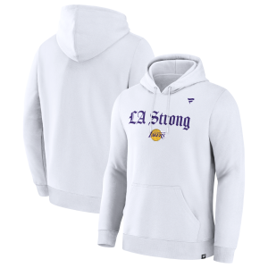 Fanatics Los Angeles Lakers Unisex White LA Strong Premium Fleece Chic Pullover Hoodie
