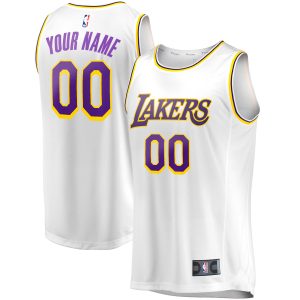 Fanatics Los Angeles Stylish Lakers White Fast Break Custom Replica Jersey Association Edition
