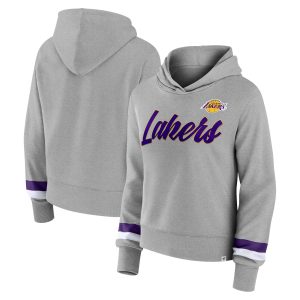 Fanatics Los Angeles Lakers Women's Heather Gray Halftime Pullover Trendy Hoodie