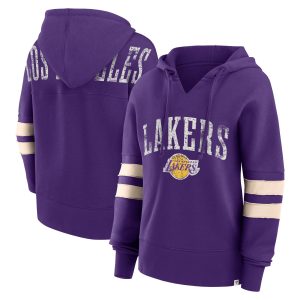 Fanatics Los Angeles Lakers Women's Trendy Purple Bold Move Dolman V Neck High Hip Hoodie