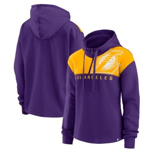 Fanatics Los Angeles Lakers Women's Purple Stylish Overslide Fleece Quarter Zip Hoodie