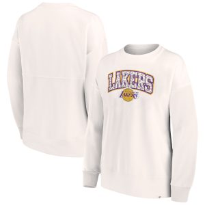 Fanatics Los Angeles Lakers Stylish Women's White Tonal Leopard Pullover Sweatshirt