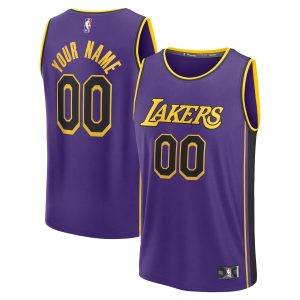 Fanatics Los Angeles Unique Lakers Youth Purple Fast Break Custom Jersey Statement Edition