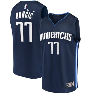 Fanatics Trendy Luka Doncic Dallas Mavericks Navy Fast Break Team Replica Jersey Statement Edition