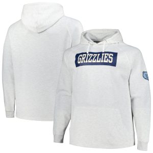 Fanatics Memphis Grizzlies Ash Premium Big & Tall Raglan Tri Blend Pullover Hoodie