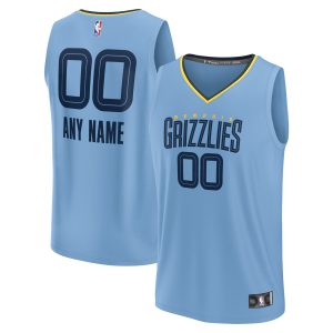 Fanatics Memphis Grizzlies Light Blue Custom Fast Break Jersey Statement Eye - catching Edition