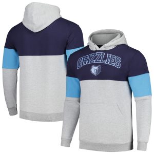 Fanatics Memphis Stylish Grizzlies Navy Contrast Pieced Pullover Hoodie