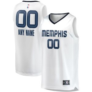 Fanatics Memphis Grizzlies White Fast Break Custom Replica Eye - catching Jersey Association Edition